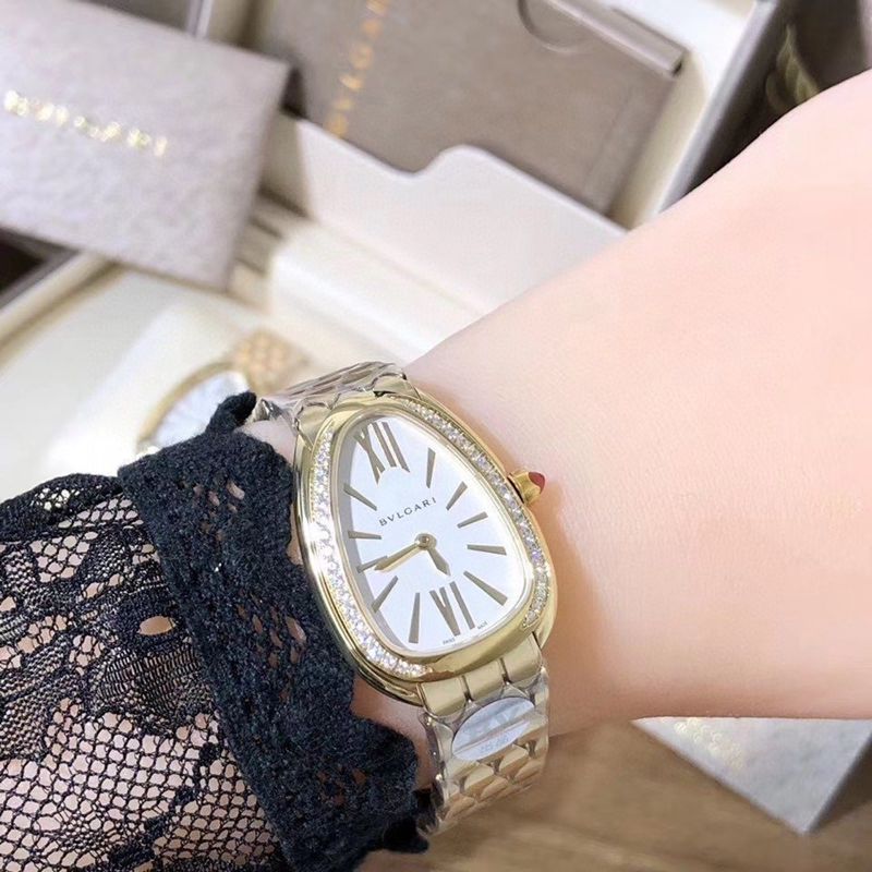 Bvlgarireplica watch ladies gilt snake shadow market highest version original mold opening front view