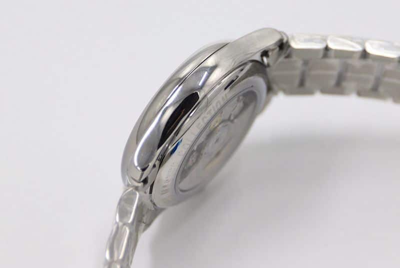 GS factory Longinesreplica watch master series moon phase watch white dial316stainless steelbracelet side view
