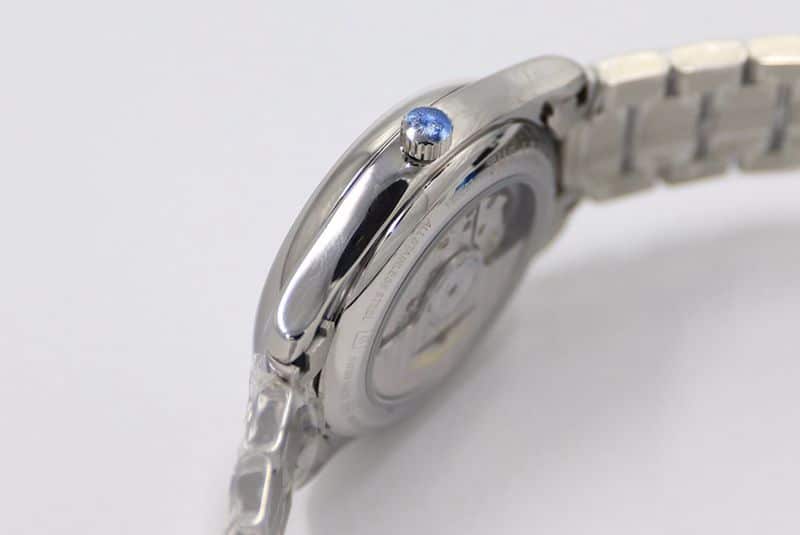 GS factory Longinesreplica watch master series moon phase watch white dial316stainless steelbracelet side view