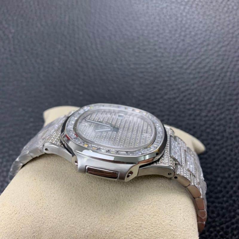 Patek Philippe Nautilus 5719/1G-001 full diamond watch side view