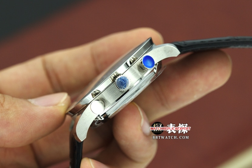 ZF factory Portugal Universal collectible watches blue dial chronograph belt model IW371606 side real picture
