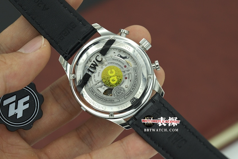 ZF factory Portugal Universal collectible watches blue dial chronograph belt model IW371606 back real picture
