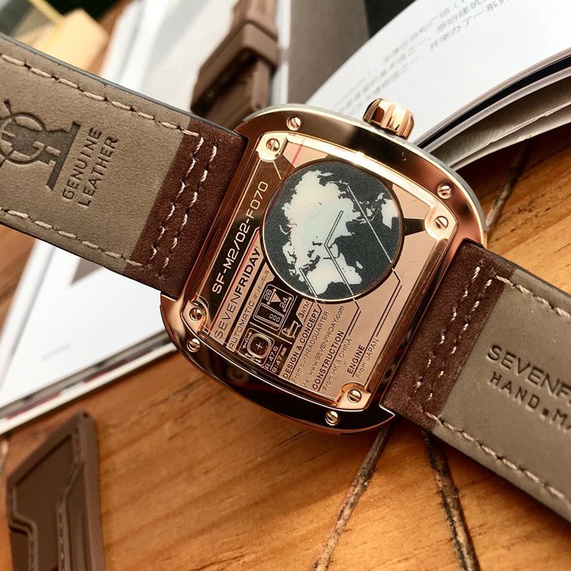 Sevenday display five watch Sevenfriday automatic movementmen's watch back cover picture
