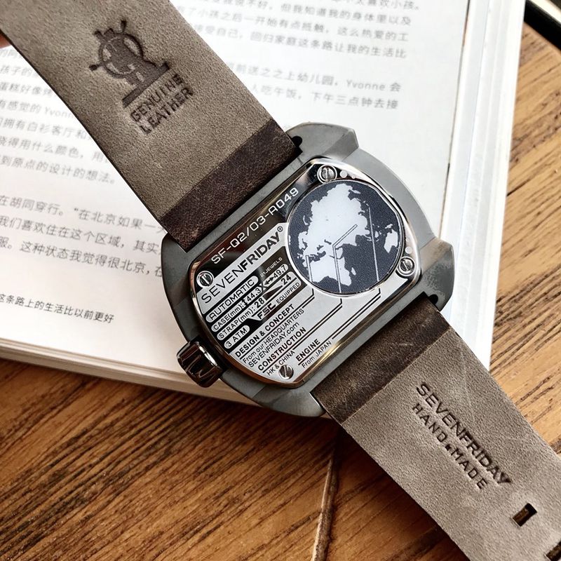 Sevenday display five watch Sevenfriday automatic movementmen's watch back cover picture