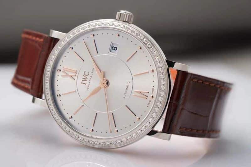 Front view of IWCreplica’s masterpiece, women’s Portofino ultra-elegant watch