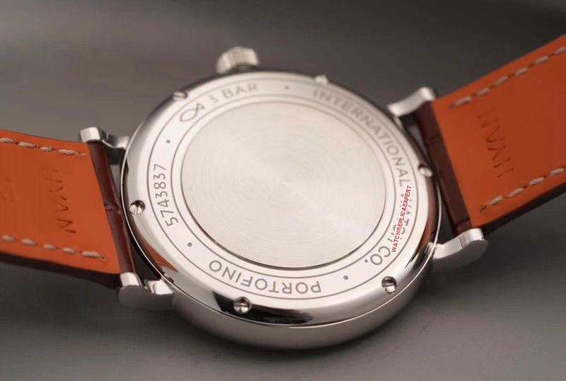 Picture of the back cover of IWCreplica’s masterpiece women’s model Portofino extremely elegant watch