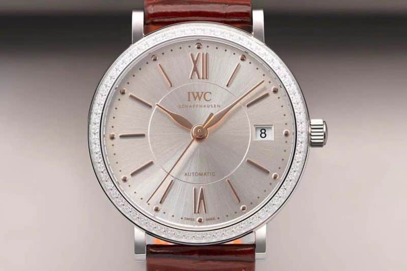 Front view of IWCreplica’s masterpiece, women’s Portofino ultra-elegant watch