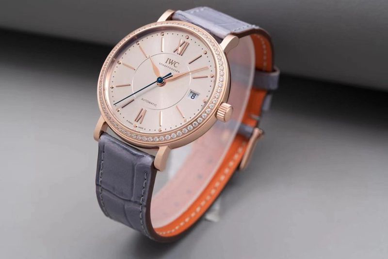 Front view of IWCreplica's masterpiece women's model Portofino, extremely elegant top-tierladies' watch