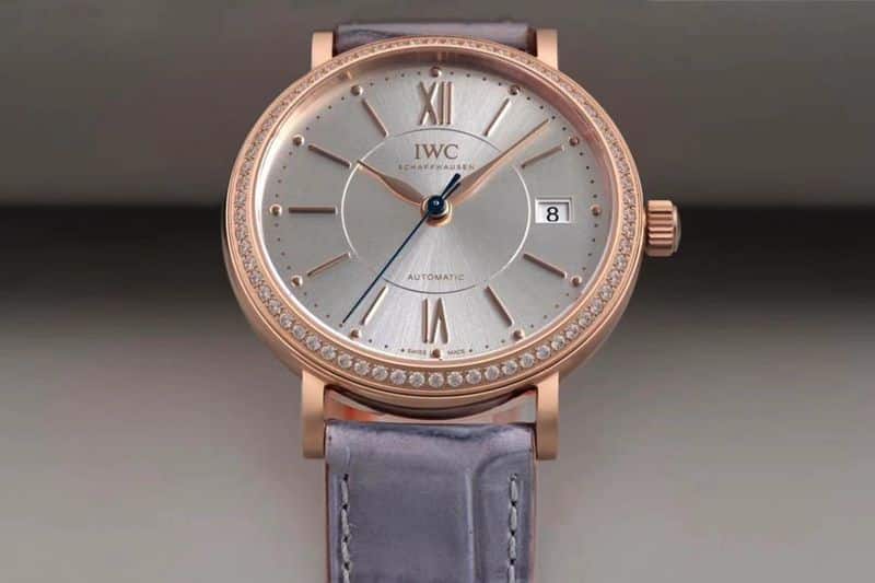 Front view of IWCreplica's masterpiece women's model Portofino, extremely elegant top-tierladies' watch