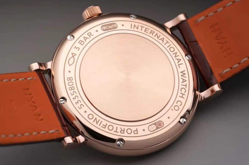 Picture of the back cover of the Portofino top-tierladies' watch, a masterpiece of IWC watches.