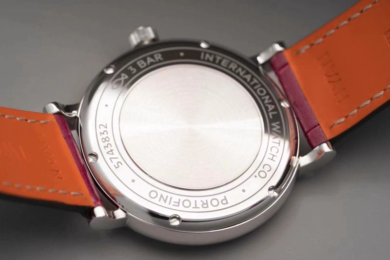 Picture of the back cover of IWC’s masterpiece women’s Portofino watch