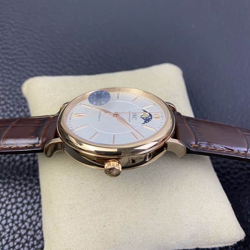 IWC watch Portofino series moon phase automatic watch side view