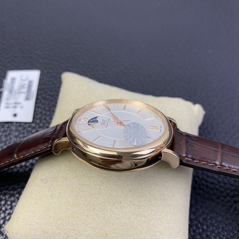 IWC watch Portofino series moon phase automatic watch side view