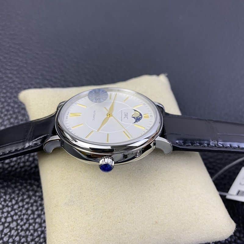 IWC watch Portofino series moon phase automatic watch side view