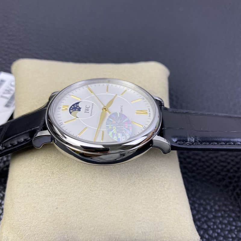 IWC watch Portofino series moon phase automatic watch side view