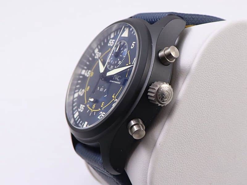 IWC watch pilot series watch TOP GUN naval air combat unit chronograph watch side view