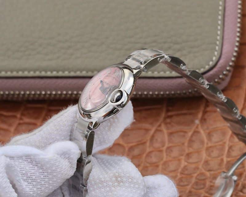 Cartier high-quality watch blue balloon small pink watch side view