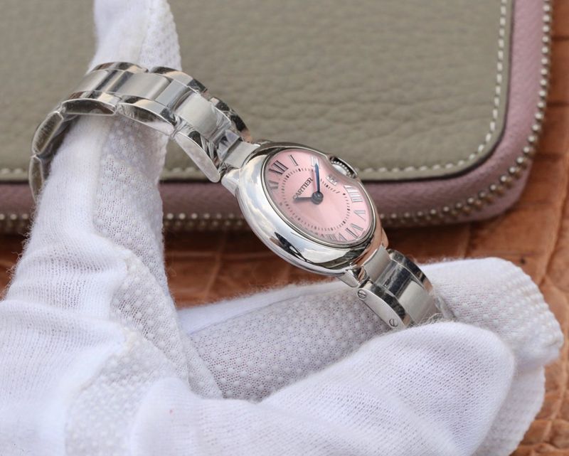 Cartier high-quality watch blue balloon small pink watch side view