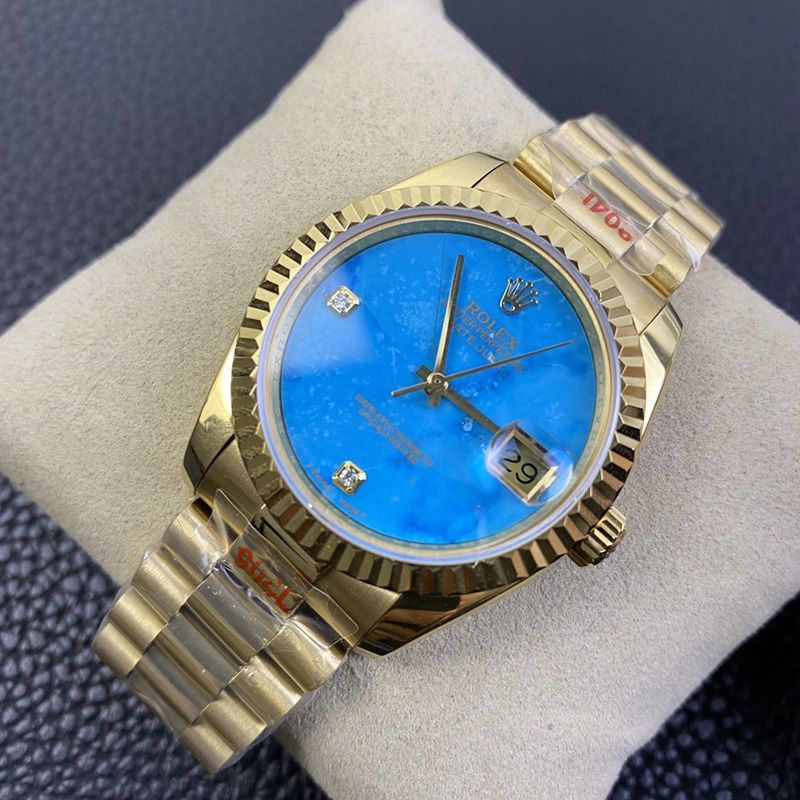 Rolex high-quality watch Day-Date turquoise dial watch front view