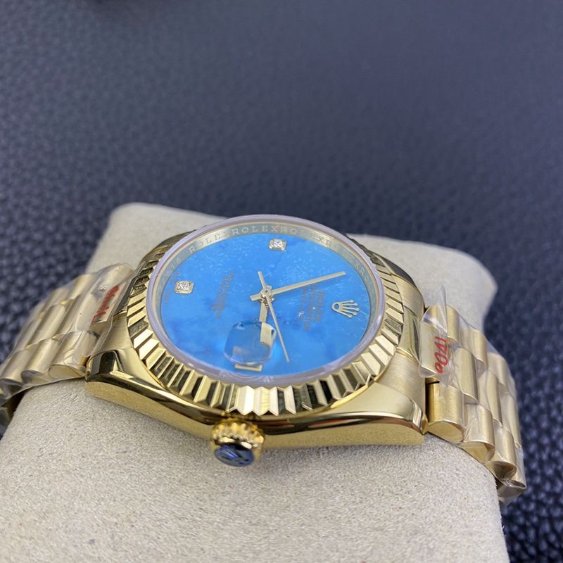 Rolex high-quality watch Day-Date turquoise dial watch side view