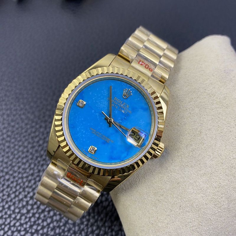 Rolex high-quality watch Day-Date turquoise dial watch front view