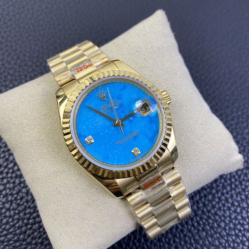 Rolex high-quality watch Day-Date turquoise dial watch front view
