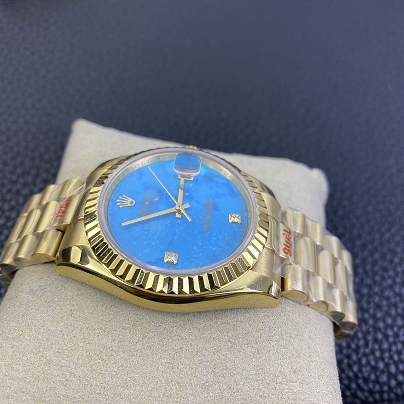 Rolex high-quality watch Day-Date turquoise dial watch side view