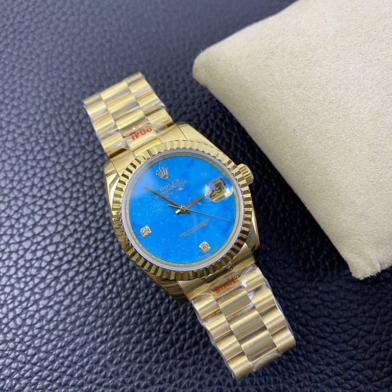 Rolex high-quality watch Day-Date type rare turquoise dial watch front view