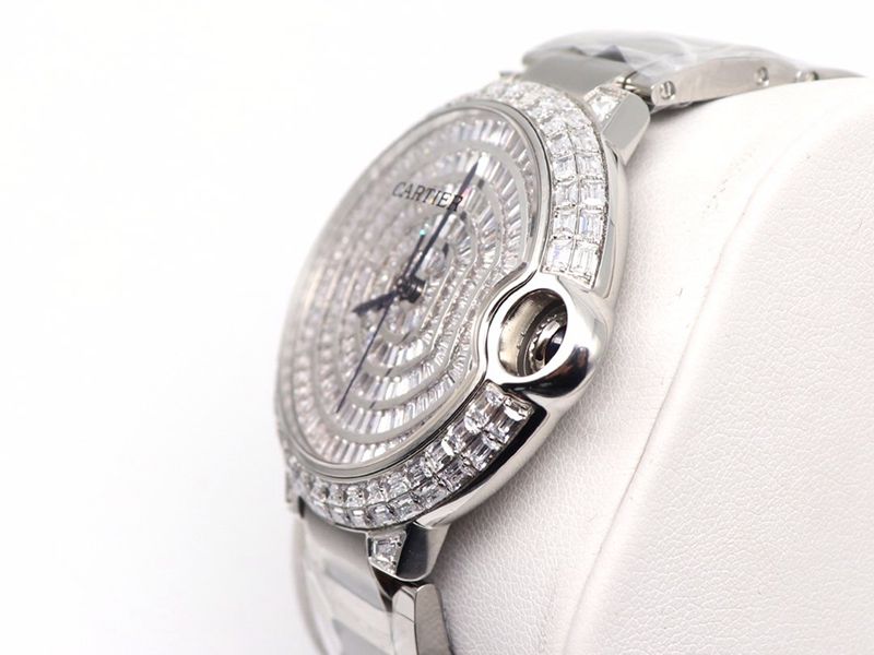 Cartier Blue Balloon Square Diamond Full Diamond Watch Side View
