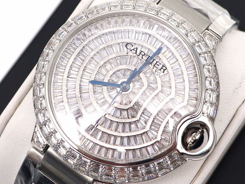 Cartier Blue Balloon Square Diamond Full Star Watch Front View