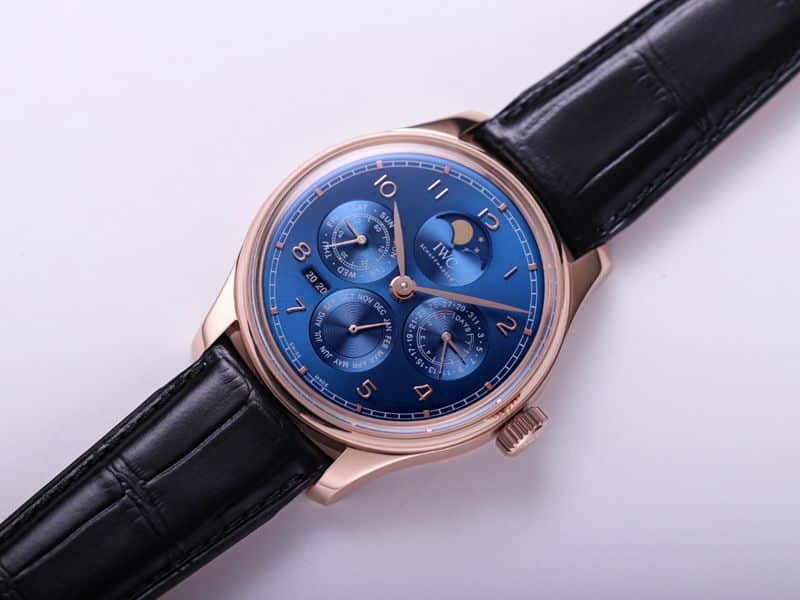 IWC watch Portuguese series true perpetual calendar complex function watch front view