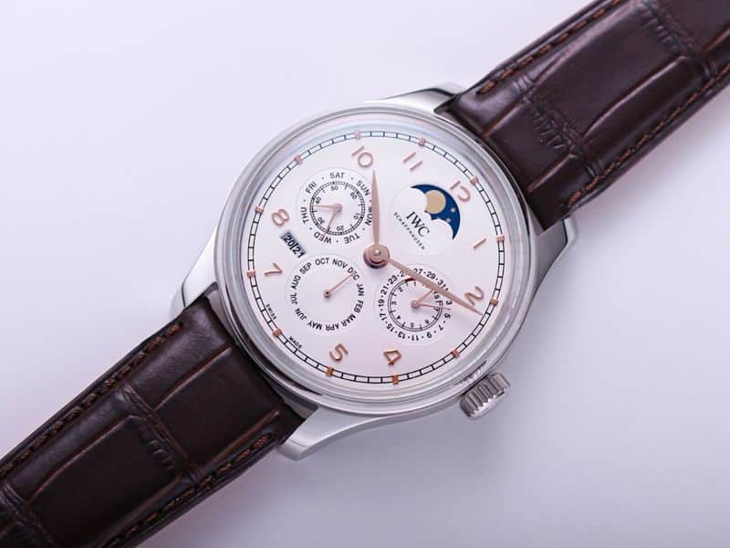 IWC watch Portuguese series true perpetual calendar complex function watch front view