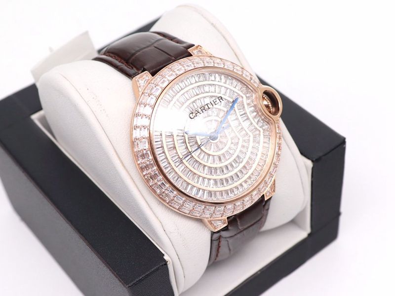 Cartier Watch Cartier Blue Balloon Square Diamond Full Diamond Watch Front View