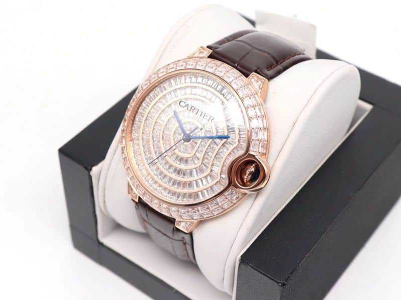 Cartier Watch Cartier Blue Balloon Square Diamond Full Diamond Watch Front View