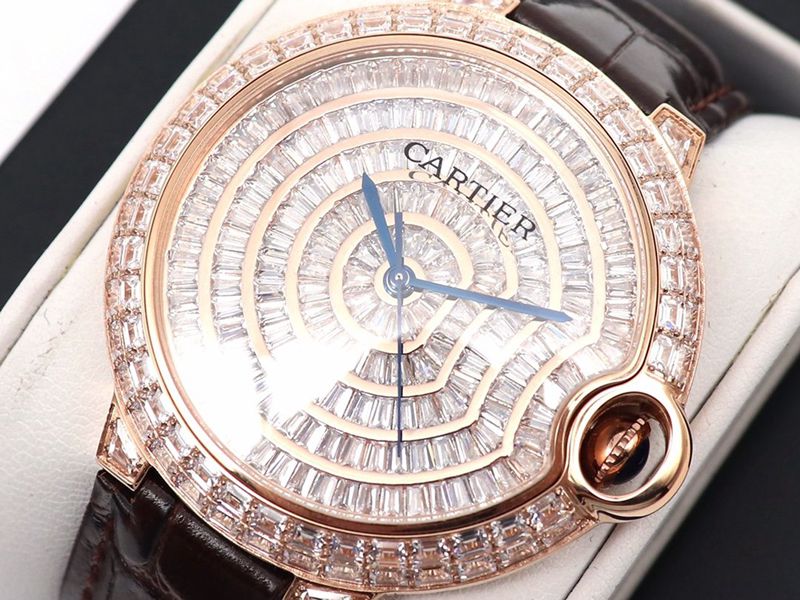 Cartier Watch Cartier Blue Balloon Square Diamond Full Diamond Watch Front View