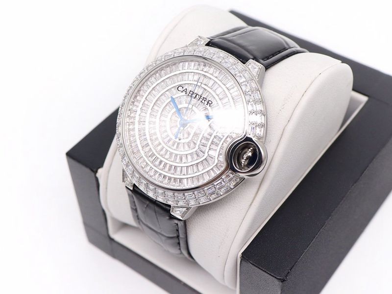 Cartier Watch Cartier Blue Balloon Square Diamond Full Diamond Watch Front View