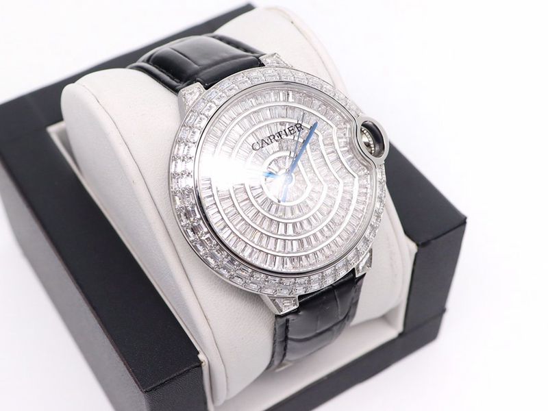 Cartier Watch Cartier Blue Balloon Square Diamond Full Diamond Watch Front View