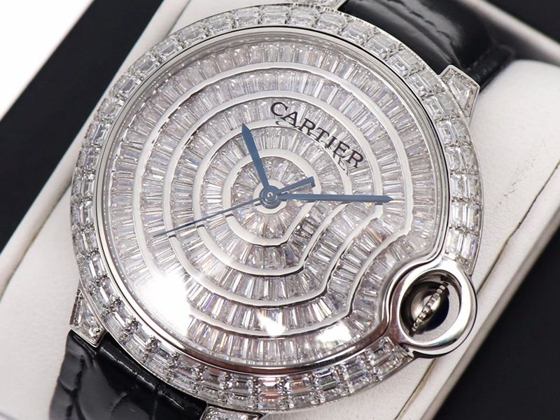 Cartier Watch Cartier Blue Balloon Square Diamond Full Diamond Watch Front View