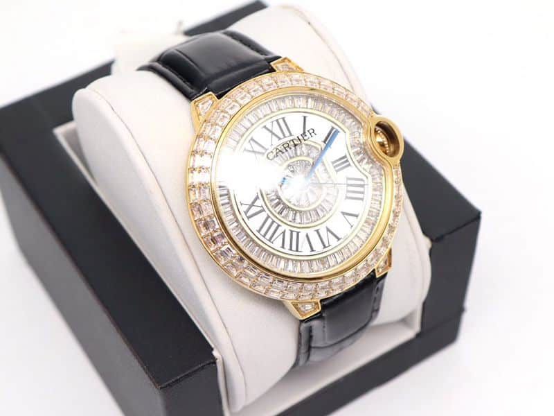 Cartier Watch Cartier Blue Balloon Square Diamond Full Diamond Watch Front View
