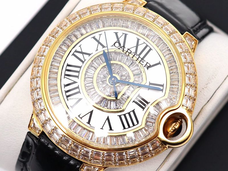 Cartier Watch Cartier Blue Balloon Square Diamond Full Diamond Watch Front View
