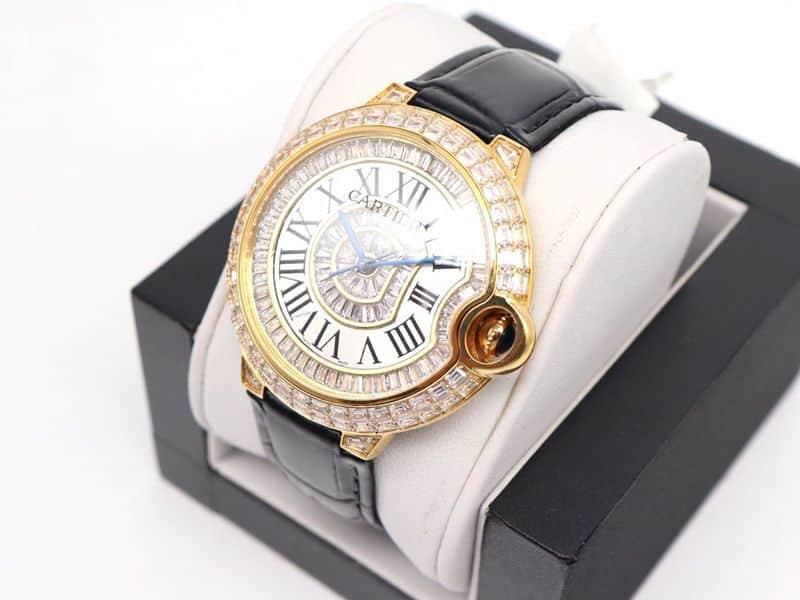 Cartier Watch Cartier Blue Balloon Square Diamond Full Diamond Watch Front View