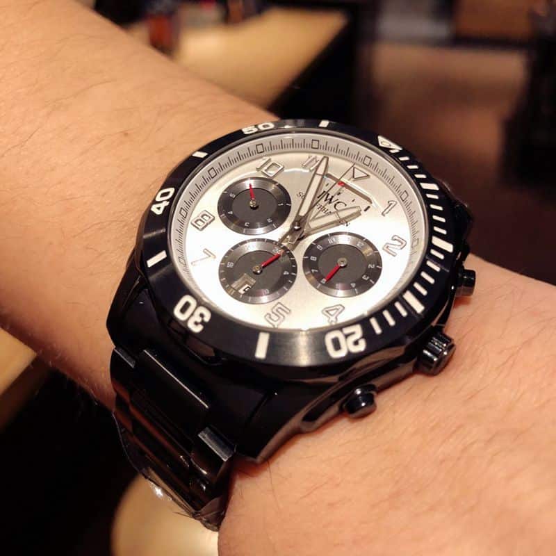 IWC watch IWC kinetic energy reserve display sun, moon and stars Air Force One special forces watch front view