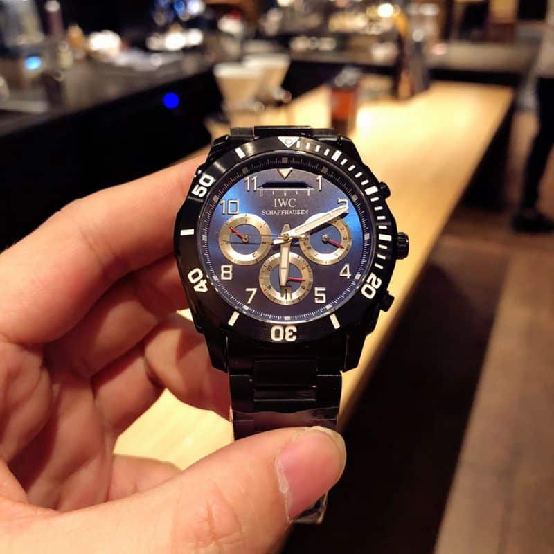 IWC watch IWC kinetic energy reserve display sun, moon and stars Air Force One special forces watch front view