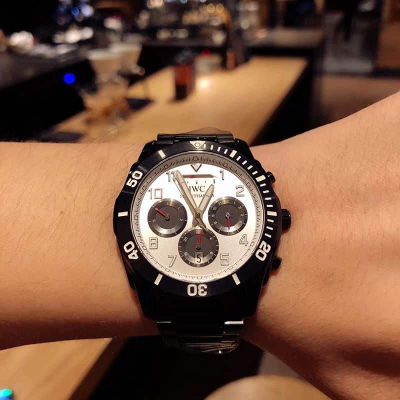 IWC watch IWC kinetic energy reserve display sun, moon and stars Air Force One special forces watch front view