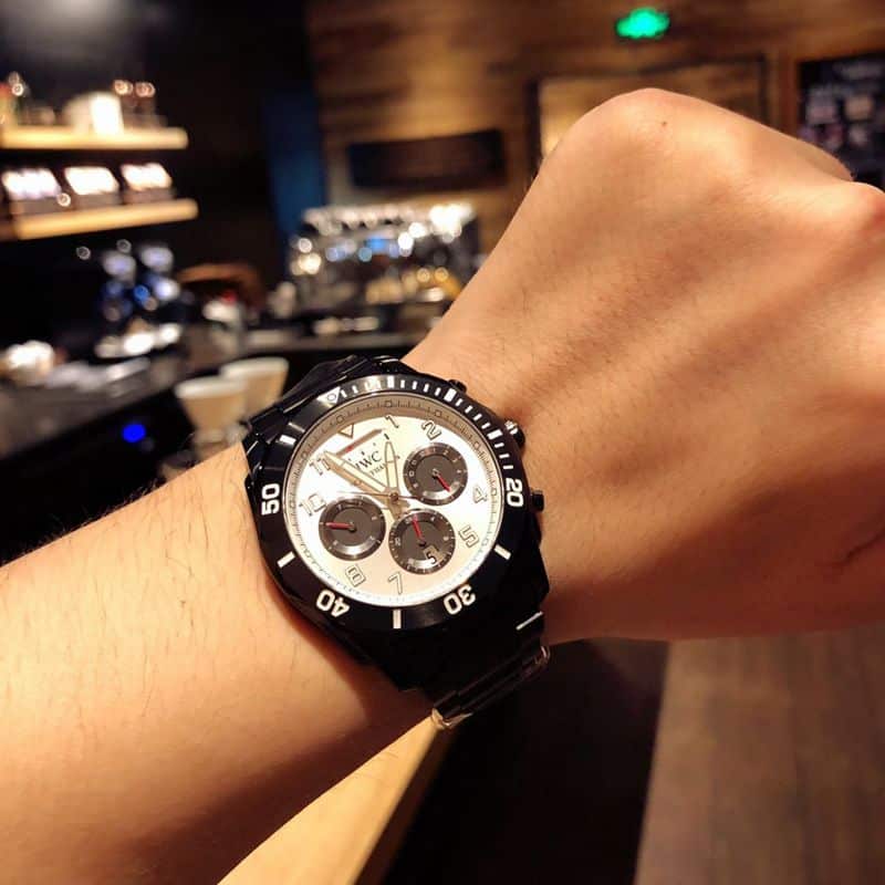 IWC watch IWC kinetic energy reserve display sun, moon and stars Air Force One special forces watch front view