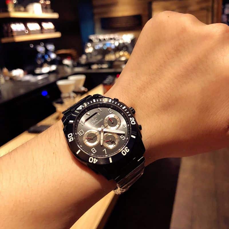 IWC watch IWC kinetic energy reserve display sun, moon and stars Air Force One special forces watch front view