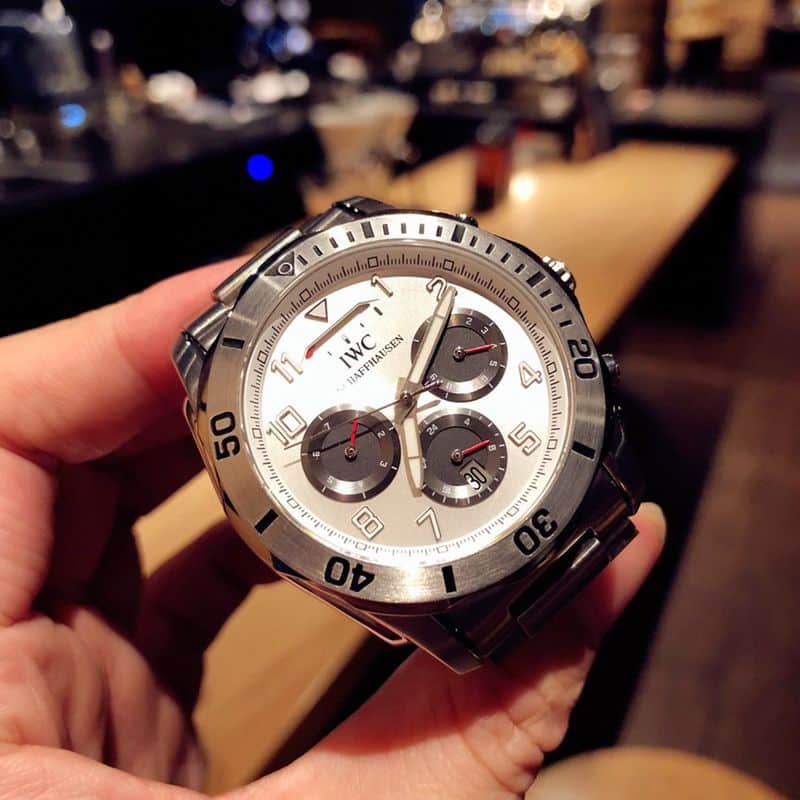 IWC watch IWC kinetic energy reserve display sun, moon and stars Air Force One Special Forces watch front view