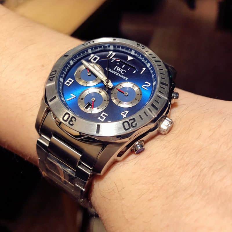 IWC watch IWC kinetic energy reserve display sun, moon and stars Air Force One Special Forces watch front view