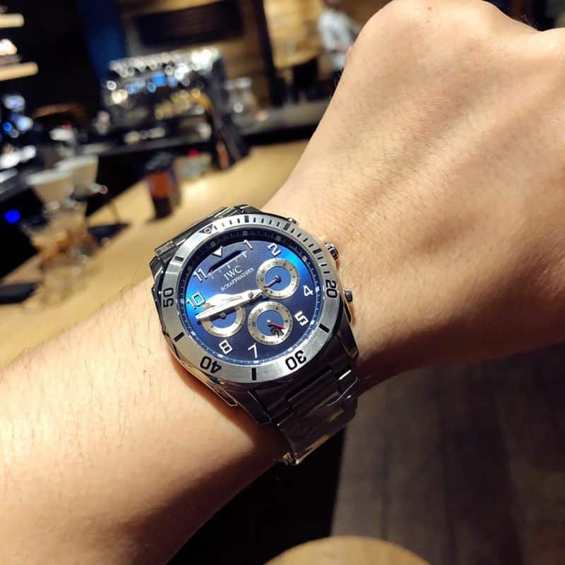 IWC watch IWC kinetic energy reserve display sun, moon and stars Air Force One Special Forces watch front view