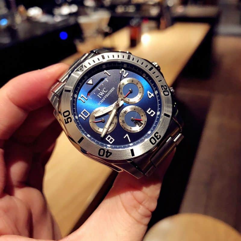IWC watch IWC kinetic energy reserve display sun, moon and stars Air Force One Special Forces watch front view